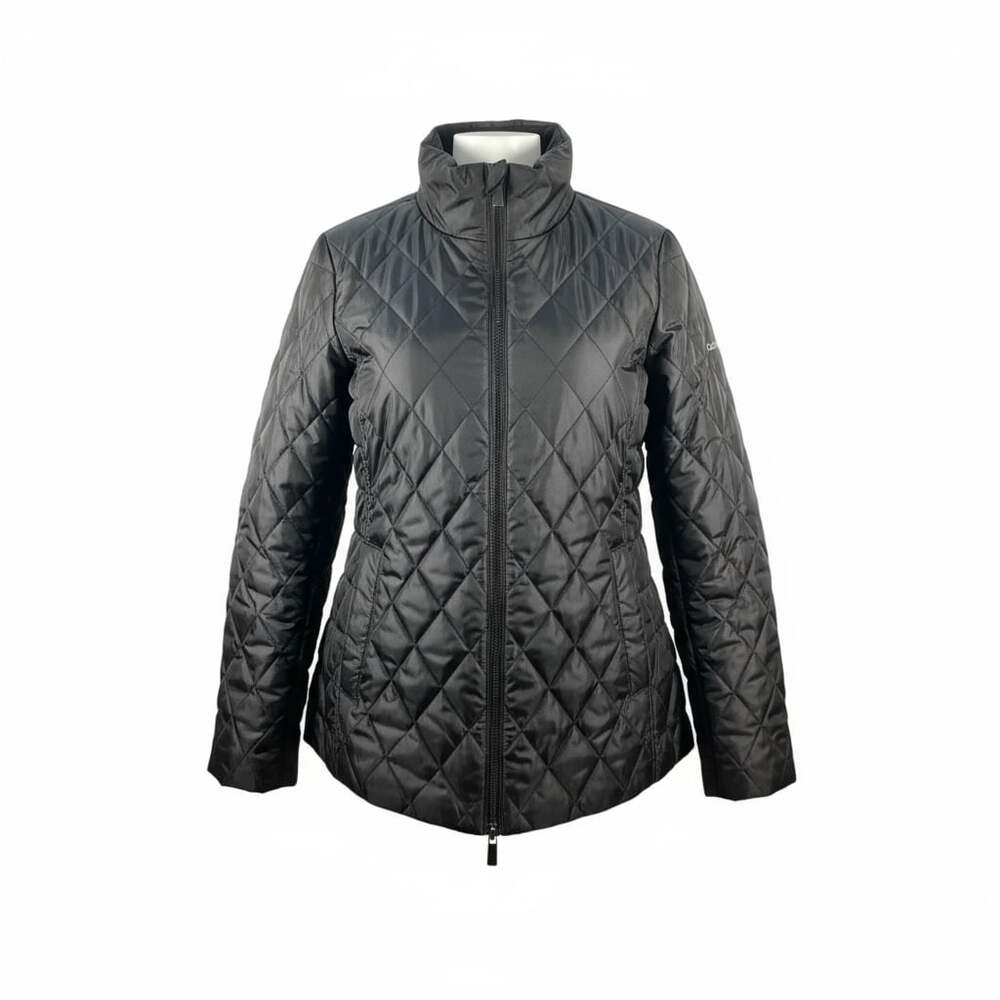 Calvin Klein Women's Black Quilted Full Zip Jacket, all weather